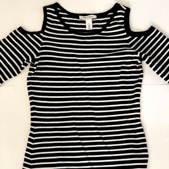 White House Black Market Tops - SALE!  WHBM Cold Shoulder Black & White Top NWT!